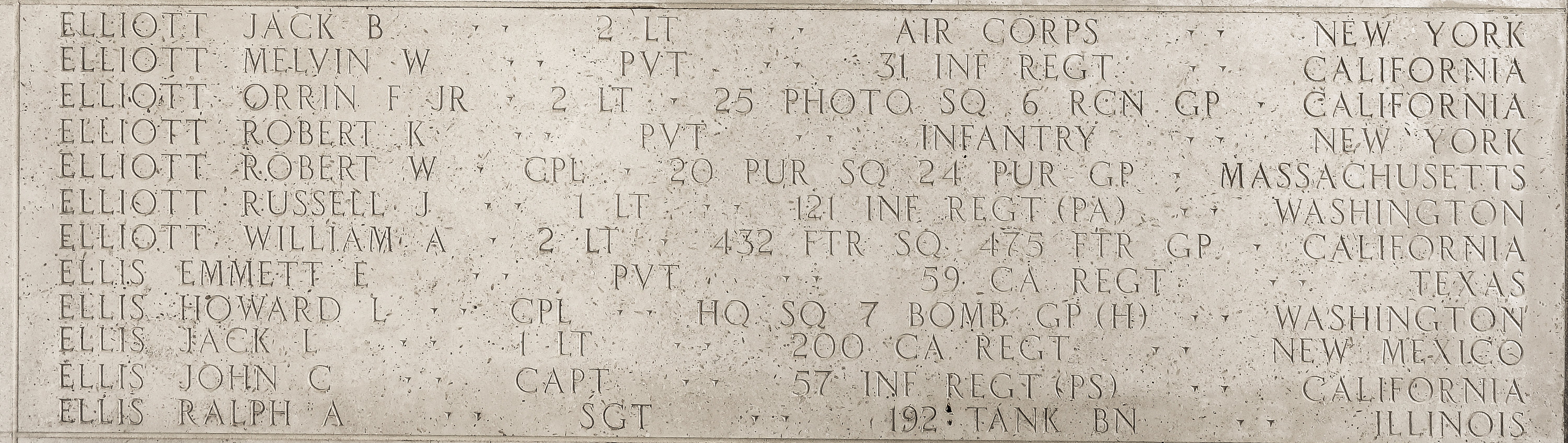 William A. Elliott, Second Lieutenant